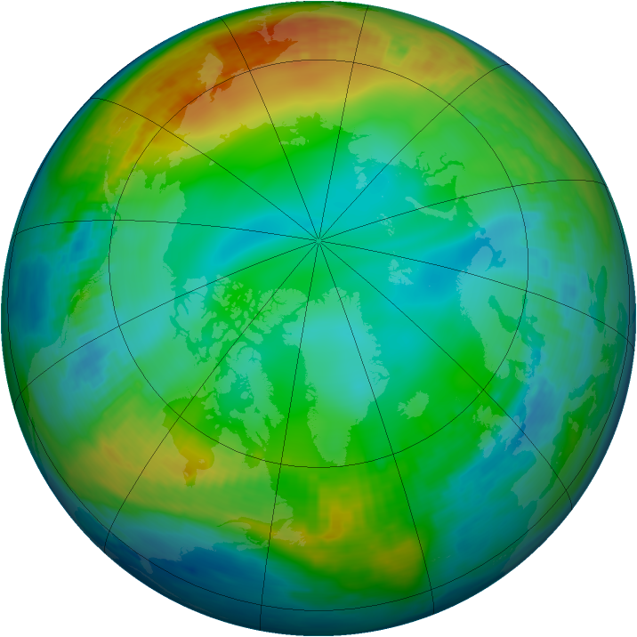 Arctic ozone map for 13 December 1985